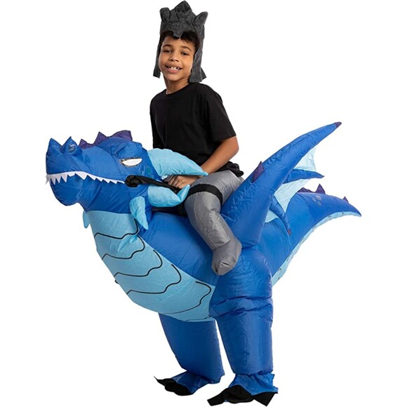 Inflatable Costume Ride Ice Dragon Inflatable Costume Blue Unisex Child 7-10 yr - Picture 1 of 5